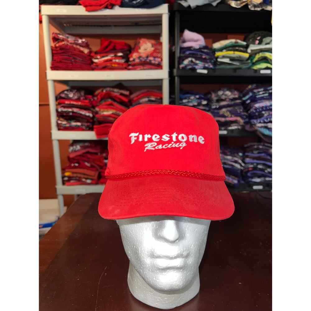 Vintage Firestone Hat Racing Race Roper Car Snapback Headwear red OS